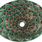 Mexican Talavera Sink "Green Peacock"