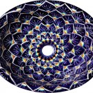 Mexican Talavera Sink "Cobalt Peacock"