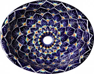 Mexican Talavera Sink "Cobalt Peacock"