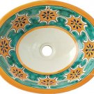 Mexican Talavera Sink "Green Arabesque"