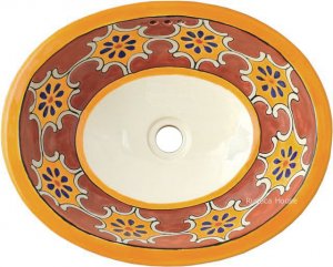 Mexican Talavera Sink "Terracota Arabesque"