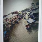 Postcard Thai Thailand Riverside Lifestyle Floating Boat Market Ground Ladder