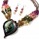 Murano Glass Pendant and earrings
