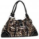 Brown Leopard Print Buckle Handbag