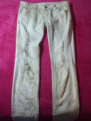 White And Light Green Distressed Skinny Jeans
