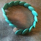 Turquoise Disc Bauble Rhinestone Stretch Bracelet