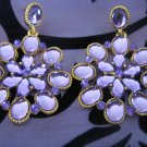 Purple Enamel Flower Bursts Earrings