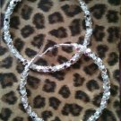 Silver Mesh Wrapped Gold Hoop Earrings