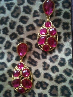 Chunky Door Knocker Oval Drop Jewel Earrings