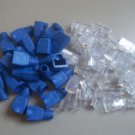 50 RJ45 Cat5 Cat5e Network Plug Cable Connector End Plugs & Blue Cap Boots