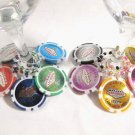 Las Vegas clay POKER CHIP Wine Charms -- One set of 10 wine charms