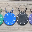 Real suite clay rainbow colored POKER CHIP wine charms -- one set of 10