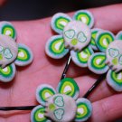 1 Sugar Skull Hair Pin (Green) heart eyes