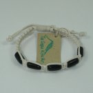 White Macrame Bracelet with Black Beads