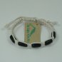 White Macrame Bracelet with Black Beads