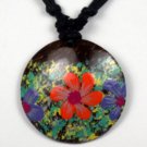 Hawaiian Flower Painted Pendant