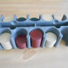 Vintage Clay Poker Chips 111 in All with Plastic Chip Holder unmarked plane