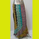 Patchwork Blue Black Violet Long Embroidery Skirts