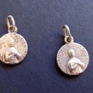 Tiny Twin Antique Sterling Silver Medals of Saint John Bosco