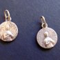 Tiny Twin Antique Sterling Silver Medals of Saint John Bosco