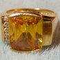 Large Vermeil Citrine & Cubic Zirconium Ring Sz7 Gemstone Gold Sterling 925