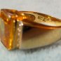 Large Vermeil Citrine & Cubic Zirconium Ring Sz7 Gemstone Gold Sterling 925