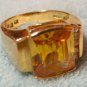 Large Vermeil Citrine & Cubic Zirconium Ring Sz7 Gemstone Gold Sterling 925