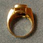 Large Vermeil Citrine & Cubic Zirconium Ring Sz7 Gemstone Gold Sterling 925