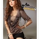 CLT8001: Chiffon Flower Fake Two Piece Tops