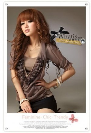 CLT8001: Chiffon Flower Fake Two Piece Tops