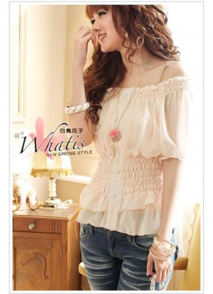 Slim Waist Puff Sleeve Tops