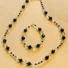 Black Crystal Necklace & Bracelet