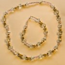 White Pearl/Crystal Necklace & Bracelet
