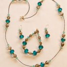 Turquoise Necklace, Bracelet & Earrings Crystal