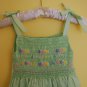 Green Linen Hand smocked Dress