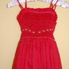 Red Linen Double Spaghetti Strap Dress