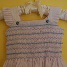 Lilac Dress with light blue and white smocked design