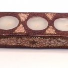TERRACOTTA CANDLE RECTANGULAR THREE CANDLES BROWN