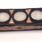 TERRACOTTA RECTANGULAR THREE CANDLES BLACK