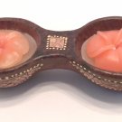 TERRACOTTA CANDLE WITH TWO BOWLS BROWN