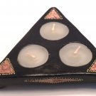 TERRACOTTA CANDLE TRIANGLE WITH LEGS DARK BROWN