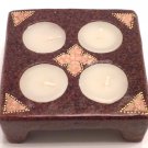 TERRACOTTA CANDLE SQUARE WITH LEG BROWN