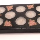 TERRACOTTA CANDLE RECTANGULAR WITH EIGHT HOLES BLACK