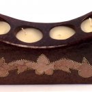 TERRACOTTA CANDLE CURVED TOP QUAD BROWN