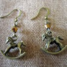 Metallic Bronze Vintage-inspired Rocking Horse Swarovski Crystal Earrings