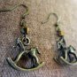 Metallic Bronze Vintage-inspired Rocking Horse Swarovski Crystal Earrings