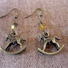 Iridescent Champagne Vintage-inspired Rocking Horse Swarovski Crystal Earrings
