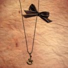 Vintage-inspired Rocking Horse Swarovski Crystal Ribbon Necklace in Metallic Bronze/Chocolate Brown