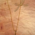 Vintage-inspired Rocking Horse Swarovski Crystal Ribbon Necklace in Metallic Gold/Champagne