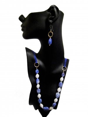 Cloud 9: Marbled Necklace Earrings Set